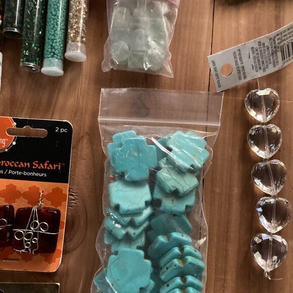 Artisan Bead & Charm Bundle – Moroccan Glass, Howlite Crosses, Turquoise & More - Picture 7 of 14